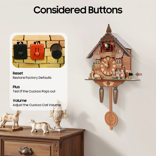 Vintage Wooden Wall Mount Cuckoo Clock  25*10*50cm ....