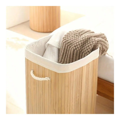 Natural Bamboo Wicker Laundry Basket, Laundry Hamper, Foldable Storage Rack....