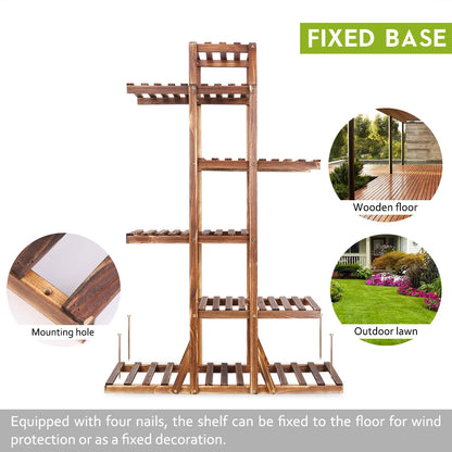 6 Tiered Wooden Flower Planter Pot Stand for Indoor Outdoor....