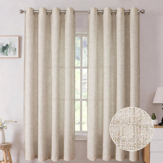Natural Beige Blackout Curtains 2 Sizes 84 Inch 96 Inch Length 2 Panels Set for Living Room Bedroom Grommet Top....