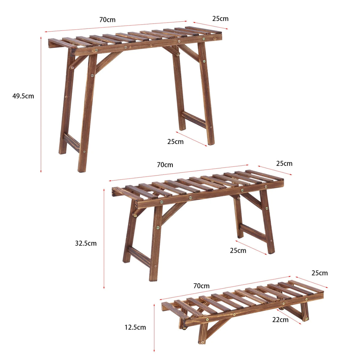 3 Tier Wooden Plant Stand, Outdoor