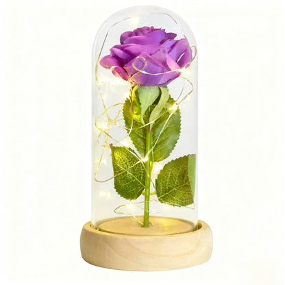 Eternal Rose In Glass Dome Artificial Forever Flower LED Light