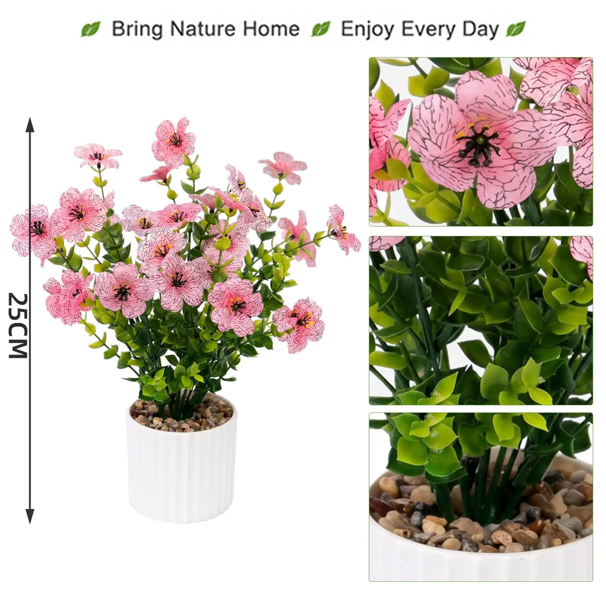 Set of 6 Artificial Potted Flowers Floral Arrangement...