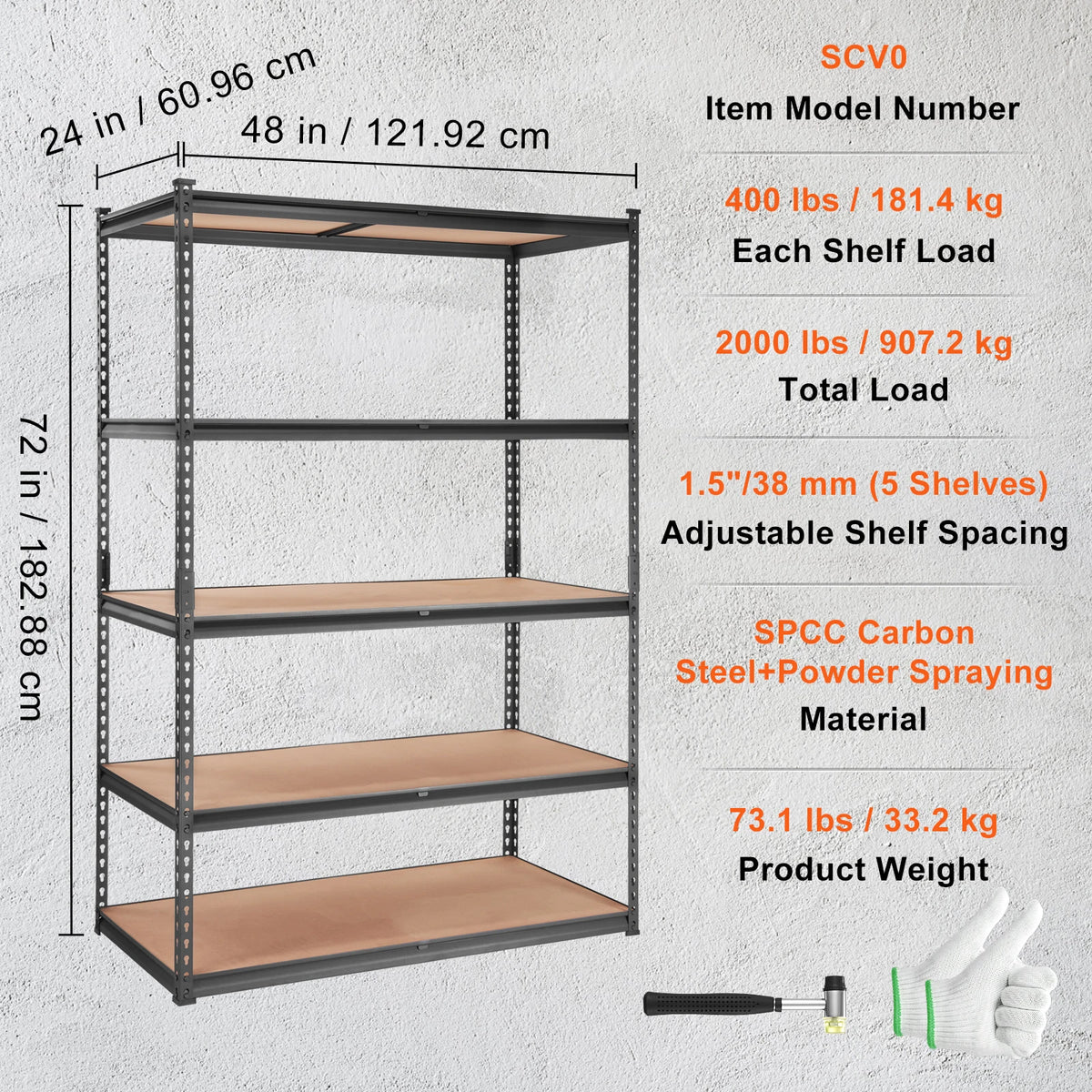 5 Layers Standing Storage Shelving Unit Heavy Duty Metal Rack