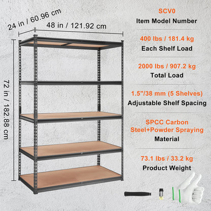 5 Layers Standing Storage Shelving Unit Heavy Duty Metal Rack