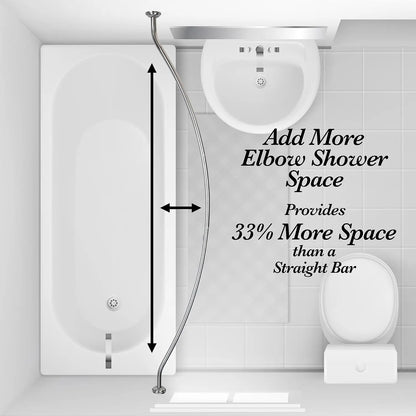 Adjustable Curved Shower Rod 42-72in Chrome No Hooks.......