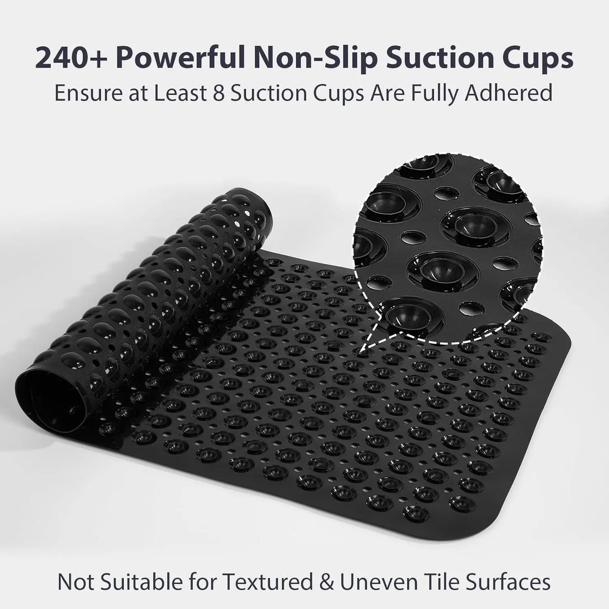 Extra Long Non Slip Bathtub Shower Mat 40 X 16 Inch, Drain Holes, Machine Washable, in 4 Colors.....