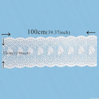 1pc French Vintage Lace Table Runner, White Embroidered,100% Polyester