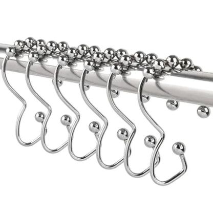 Stainless Steel Shower Curtain Hooks, 12 Pcs Metal Shower  Curtain Rings, Chrome .....