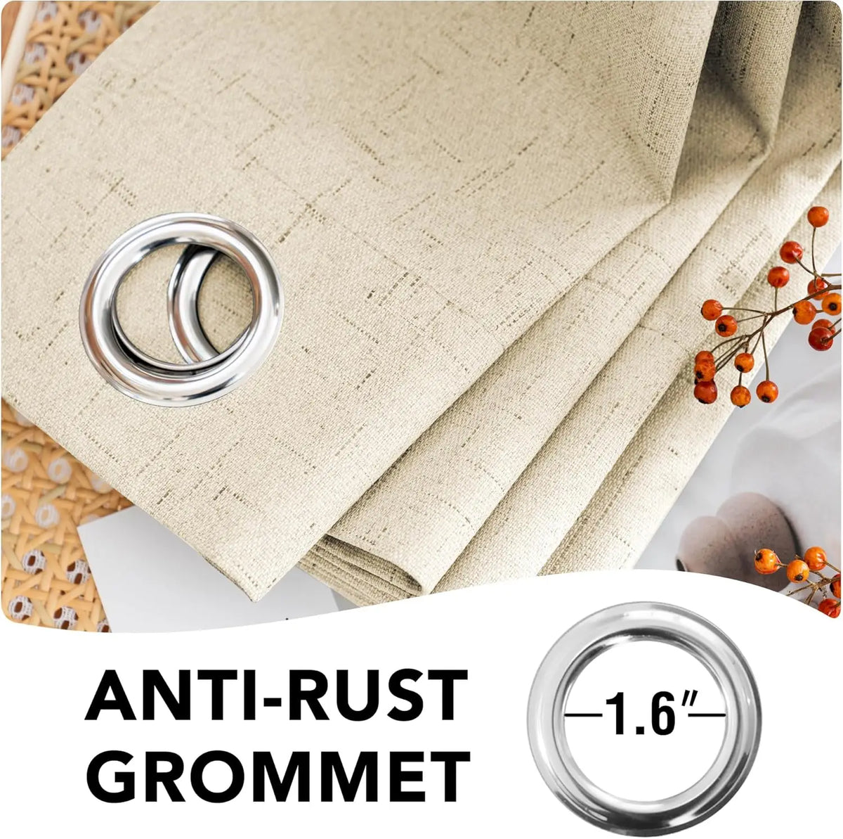 4 Colors, 2pcs  Blackout Curtains, Grommet Top ,4 Sizes, Noise Reduction, for Bedrooms, Living Rooms, Dining Rooms