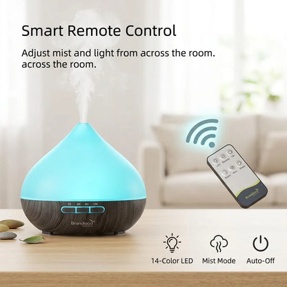Aromatherapy Humidifier 2-in-1:  Atomizer + 7-Color Wood Grain | Smart Sensor Power-Off | USB Rechargeable Portable, Essential Oil Diffuser