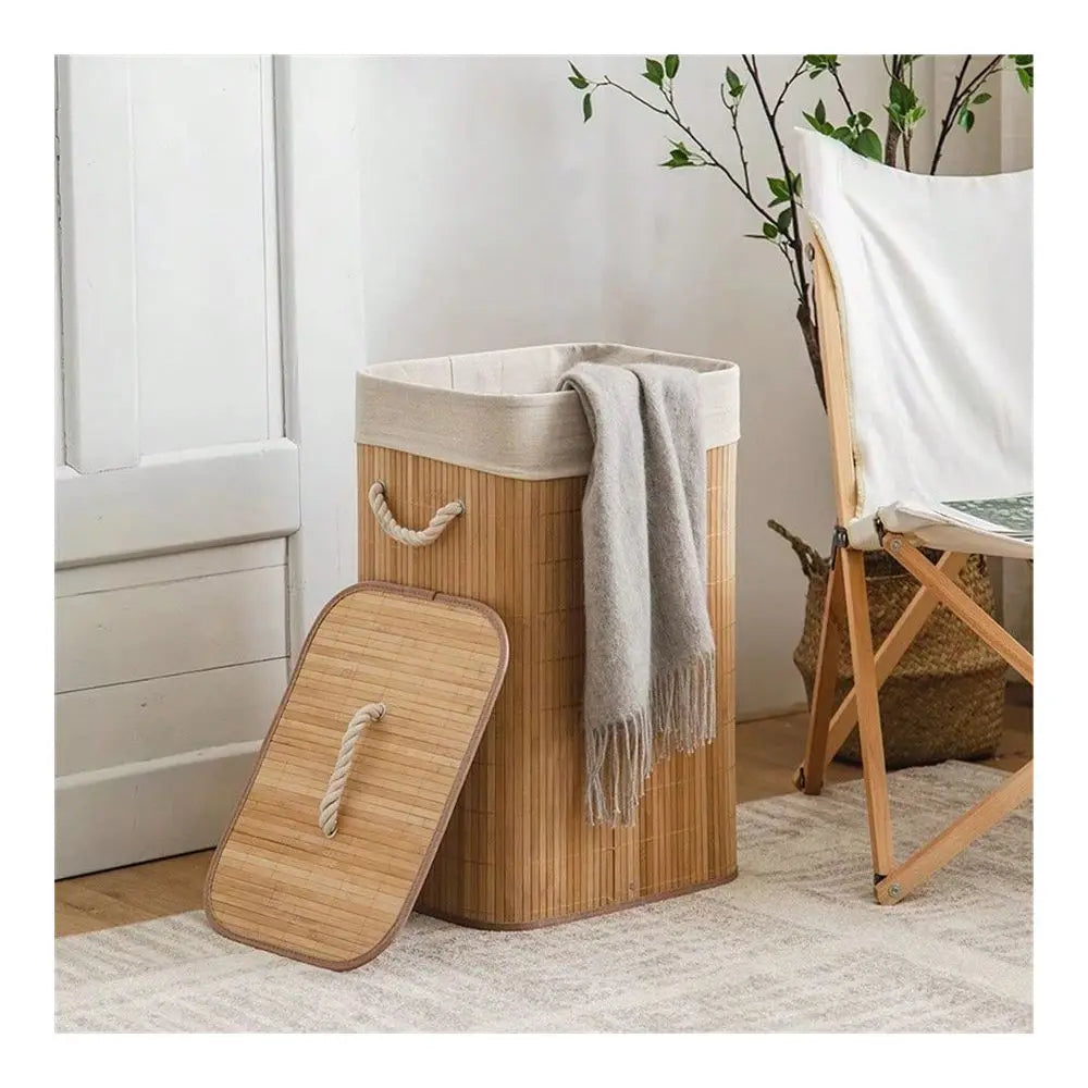 Natural Bamboo Wicker Laundry Basket, Laundry Hamper, Foldable Storage Rack....