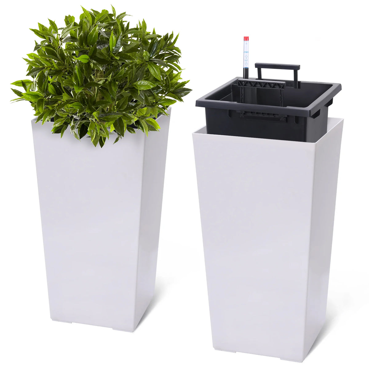 Set of 2 Modern Planters – Large Outdoor & Indoor Plant Pots with Self Watering System