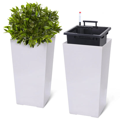Set of 2 Modern Planters – Large Outdoor & Indoor Plant Pots with Self Watering System
