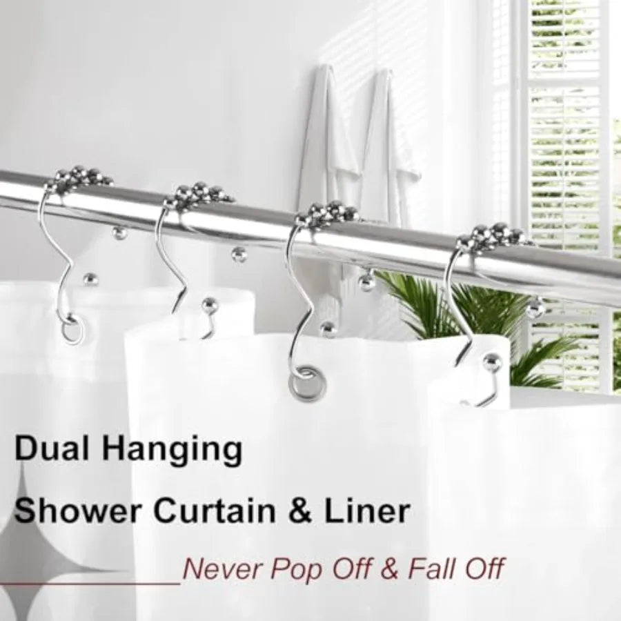 Stainless Steel Shower Curtain Hooks, 12 Pcs Metal Shower  Curtain Rings, Chrome .....