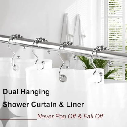 Stainless Steel Shower Curtain Hooks, 12 Pcs Metal Shower  Curtain Rings, Chrome .....