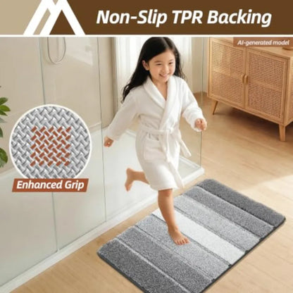 Bathroom Rugs 24x17, Soft Absorbent, Non-Slip Rubber Backing, Machine Washable