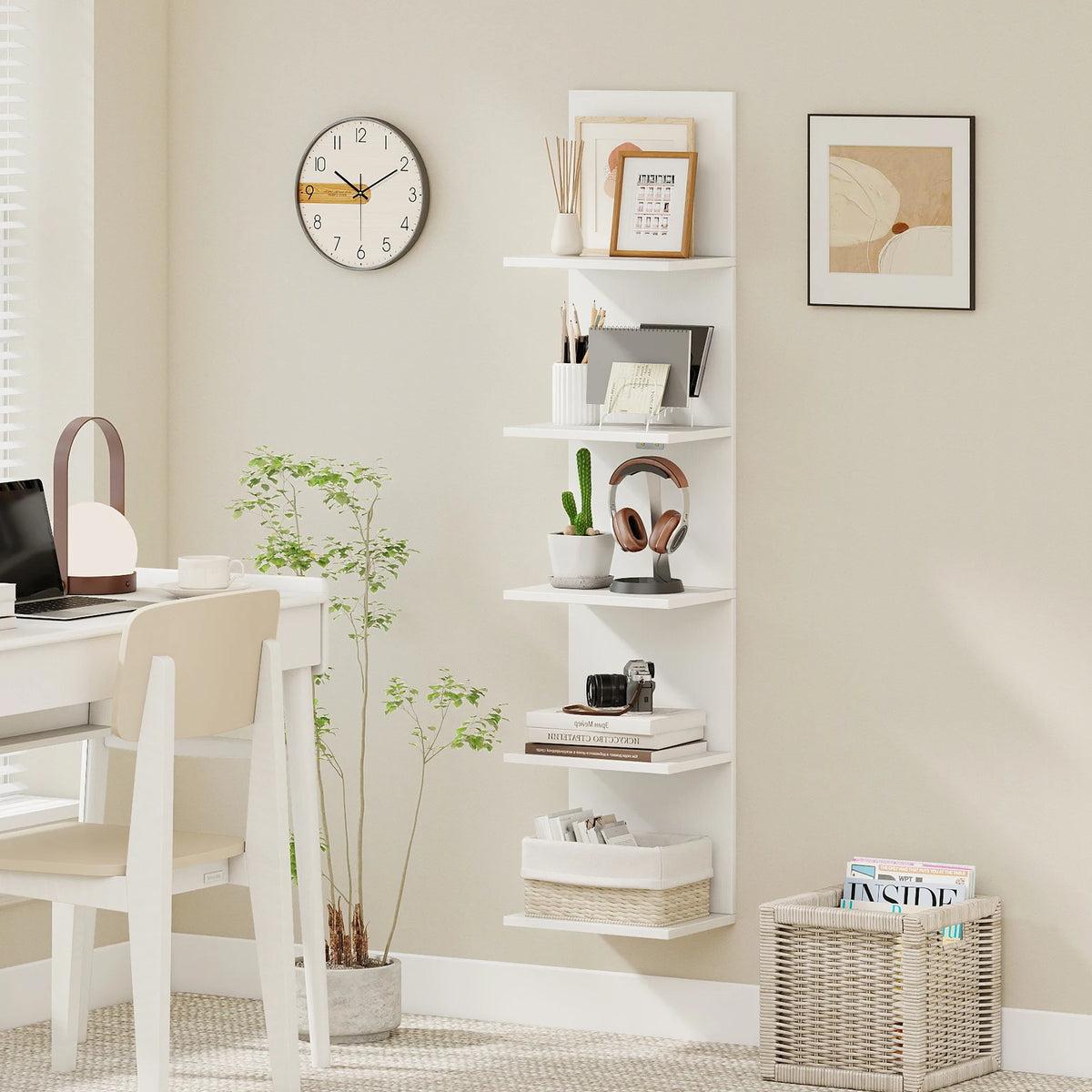 5-Tier Vertical Floating Wall Shelves