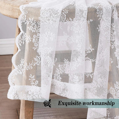 2 Panels elegant solid-color sheer curtains with wave lace trim, 3 Colors, 3 Sizes....