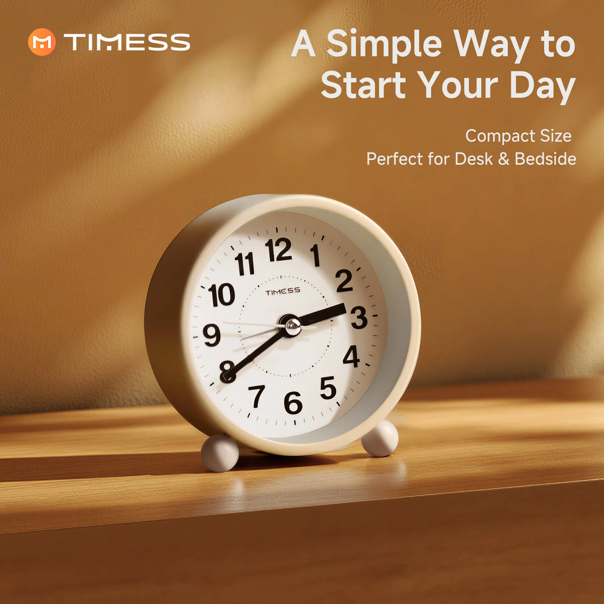 3.4 Inch Small Analog Alarm Clock, Silent Non-Ticking Clock with Loud Alarm, Battery Operated. 3 Colors....