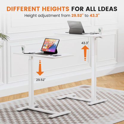 JHK Overbed Bedside table with Hidden Wheels Adjustable Height