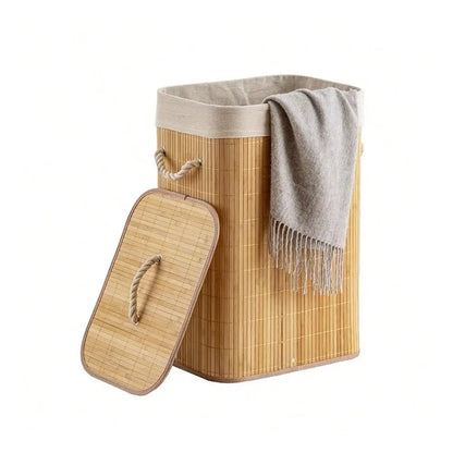 Natural Bamboo Wicker Laundry Basket, Laundry Hamper, Foldable Storage Rack....