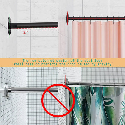 L-Shaped Corner Shower Rod, Black 24"-53"x24"-53" Adjustable, Stainless, 12 Hooks