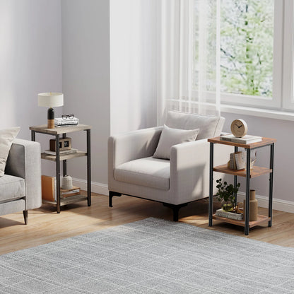 3 Tier End Table Set Of 2, Nightstand with Adjustable Feet For Tea Dining Tables