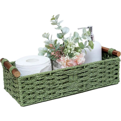 Green Wicker Storage Basket with Handles.....