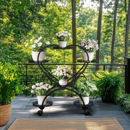 6 Tier Metal Rolling Plant Stand with Wheels....