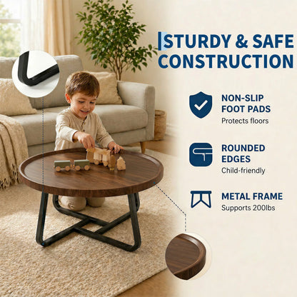 19.7in Minimalist small Round Side Table, With Metal Frame