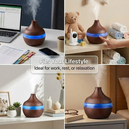 10 Oz, Essential Oil Diffuser with 7-Color LED Night Light, Dark Wood Grain Humidifier, Portable USB Rechargeable Aroma Humidifier with 4-Hour Auto Shut-Off.....