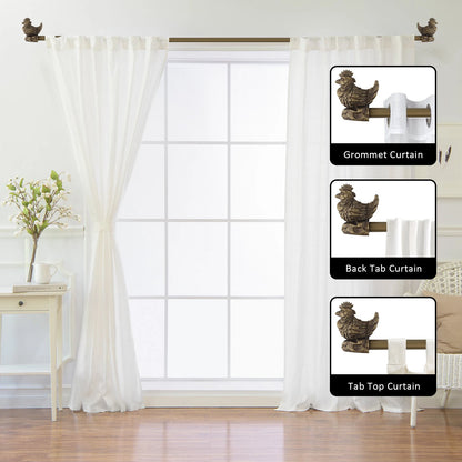 Heavy Duty Adjustable Curtain Rod Set, 3/4" Diameter Single Window Drapery Rod in 3 Sizes