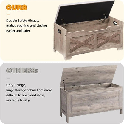 Storage Bench Storage Chest with 2 Safety Hinges Wooden