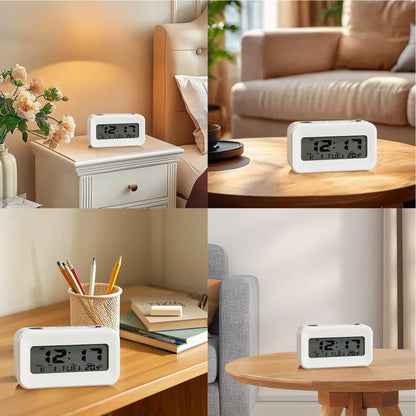4.4 Inch White  Alarm Clock 24H System Time, Week, Temperature Display, Portable, Battery Operated....