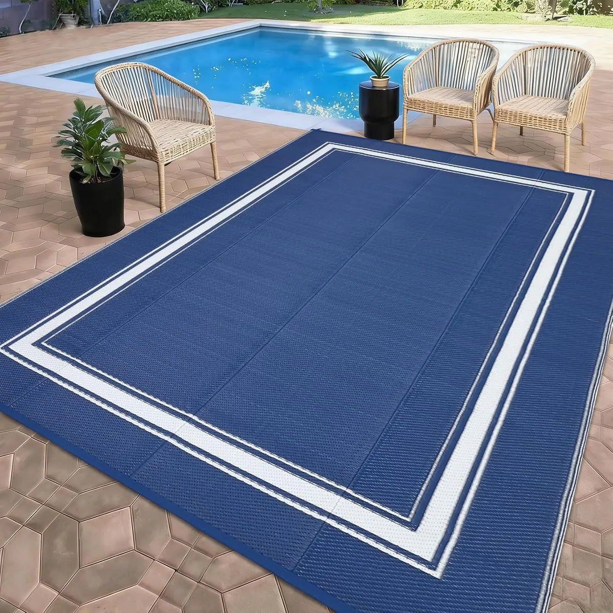 8x10/9X12FT Outdoor Rug Waterproof Soft, Non-Slip