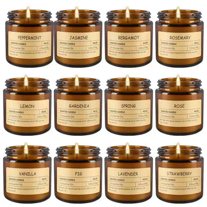 12 Scented Candles (2.5 In × 2.3 In) - 3.5 oz Scented Candles. Gift Box Set, Made with Soy Wax and Essential Oils.