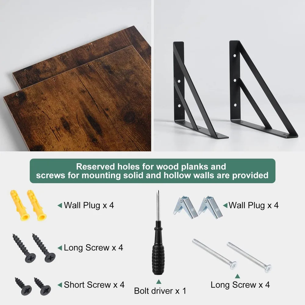 Set of 2 Floating Wooden Shelves, 15.7"W × 11.8"D