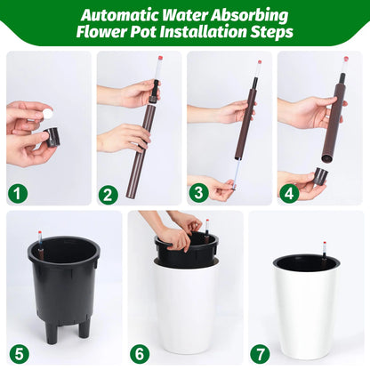 16 Inch Tall Self Watering Planters Set Of 2 With Water Level Indicator....