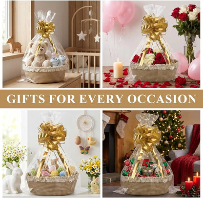 Set Of 4 Cotton Rope Storage Baskets Woven, Easter Gift....