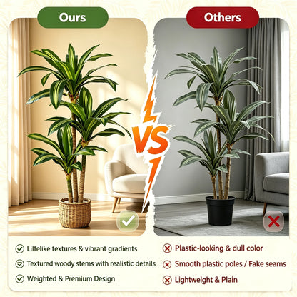 4ft/5ft/6ft Artificial Dracaena Tree in Pot - Realistic  Tropical Plant with Easy Assembly,