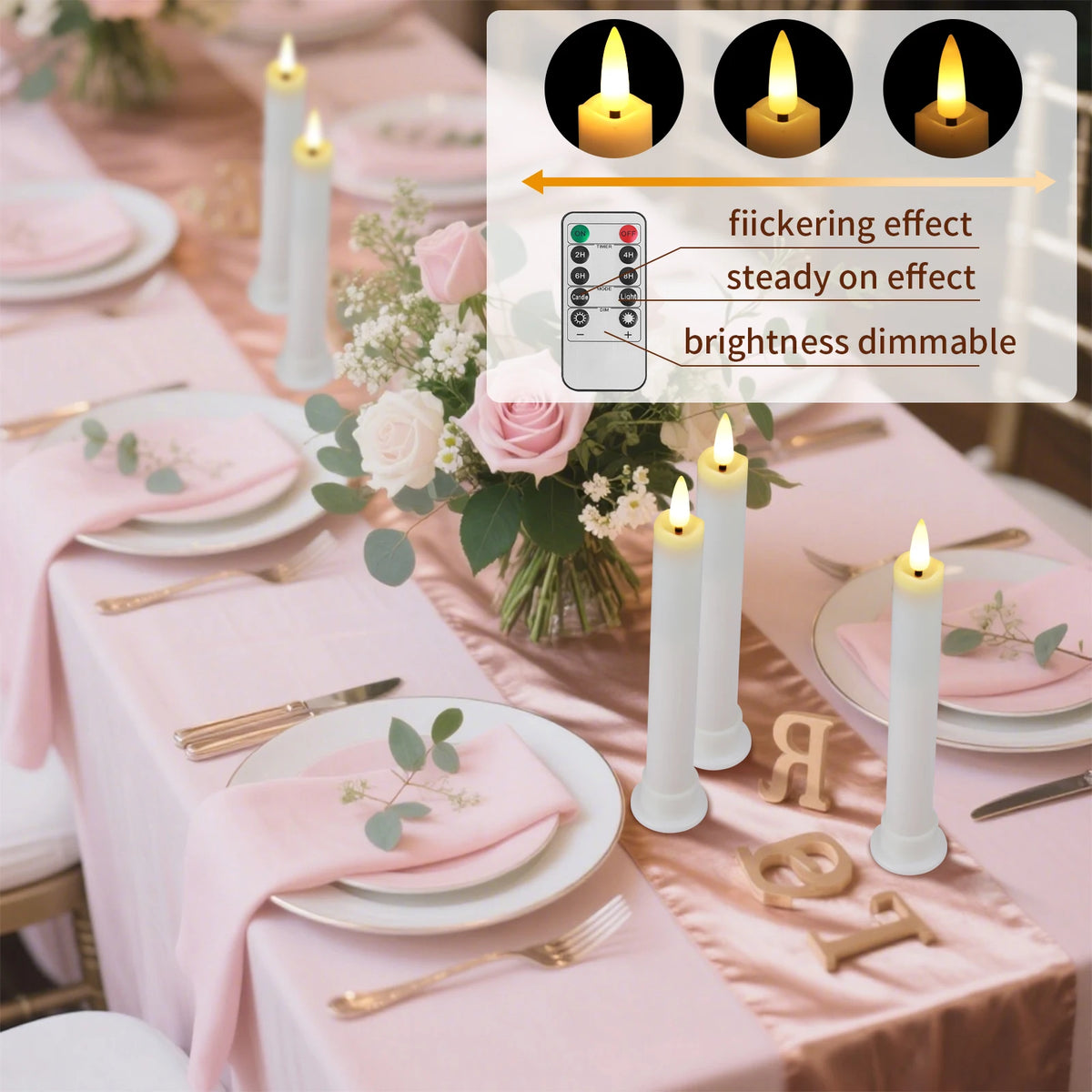 6.6 Inch LED Flameless  Candles with Remote, 6/12 PCS, 2 AAA Battery's needed, 3D Flickering