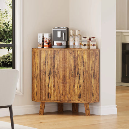 Rustic Wooden Corner Storage Cabinet with Adjustable Shelf....