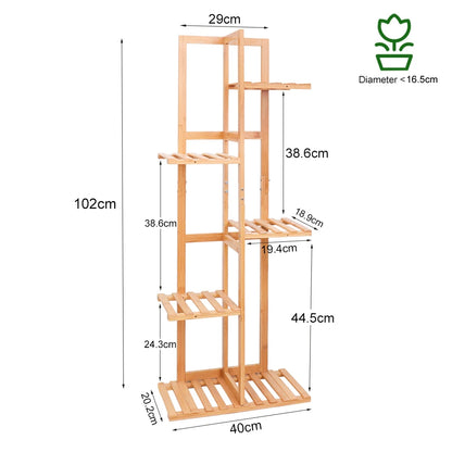 6/7 Tiers Natural Bamboo Plant Stand, Home Indoor Outdoor