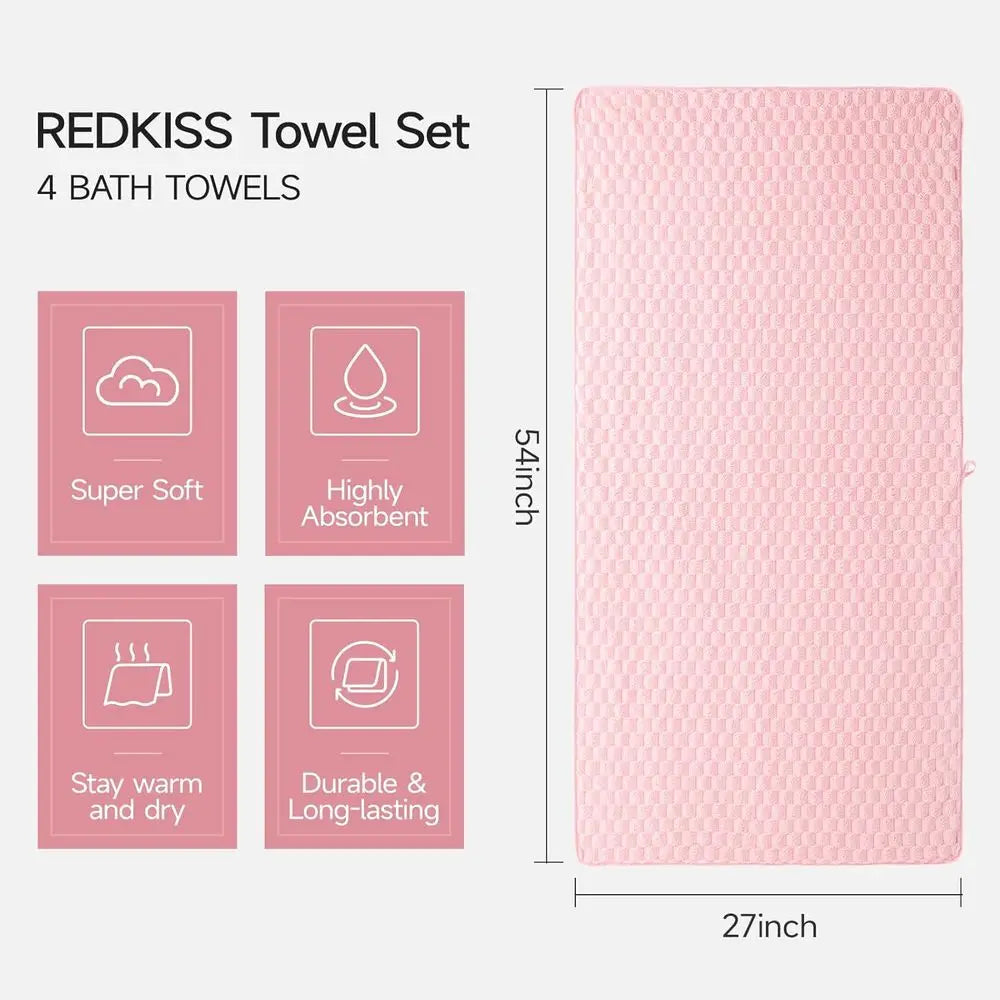 4 Pcs. Extra Large, 55In.x27In. Quick Dry Microfiber Bath Towels Set - Ideal for Bathroom....