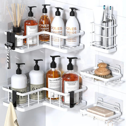 Shower Caddy, 5-Pack Organizer  with Soap Holder and 4 Removable Hooks No Drilling, Random Color Stainless Steal....