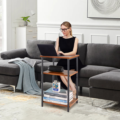 JHK 2/3-Tier End Tables with Adjustable Feet Steel Frame