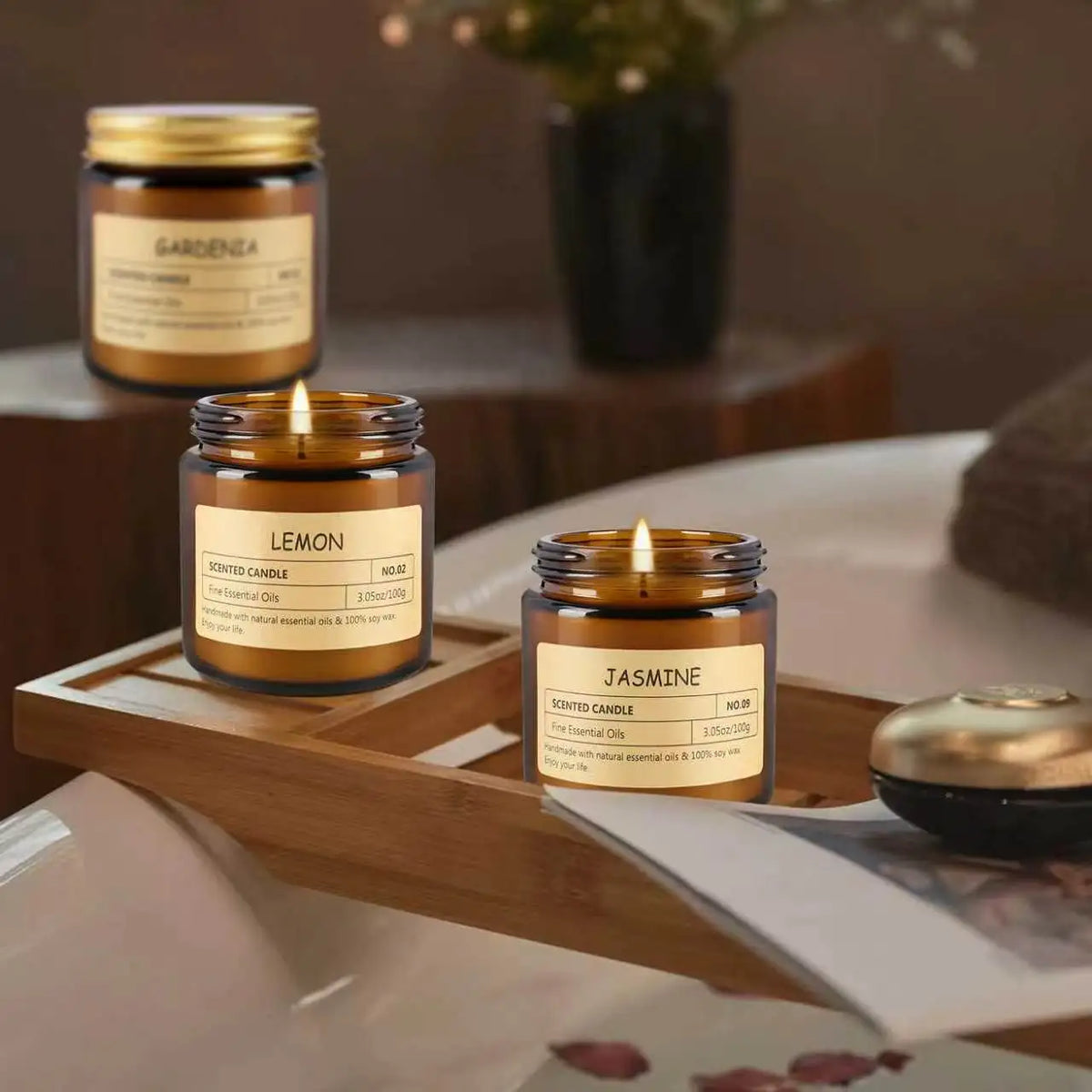 12 Scented Candles (2.5 In × 2.3 In) - 3.5 oz Scented Candles. Gift Box Set, Made with Soy Wax and Essential Oils.