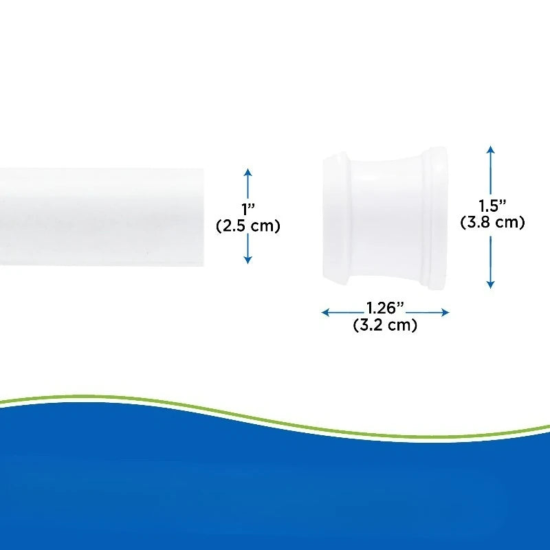 No Tools Rust-Resistant Painted Steel Tension Bar,  Stall Shower Curtain Rod