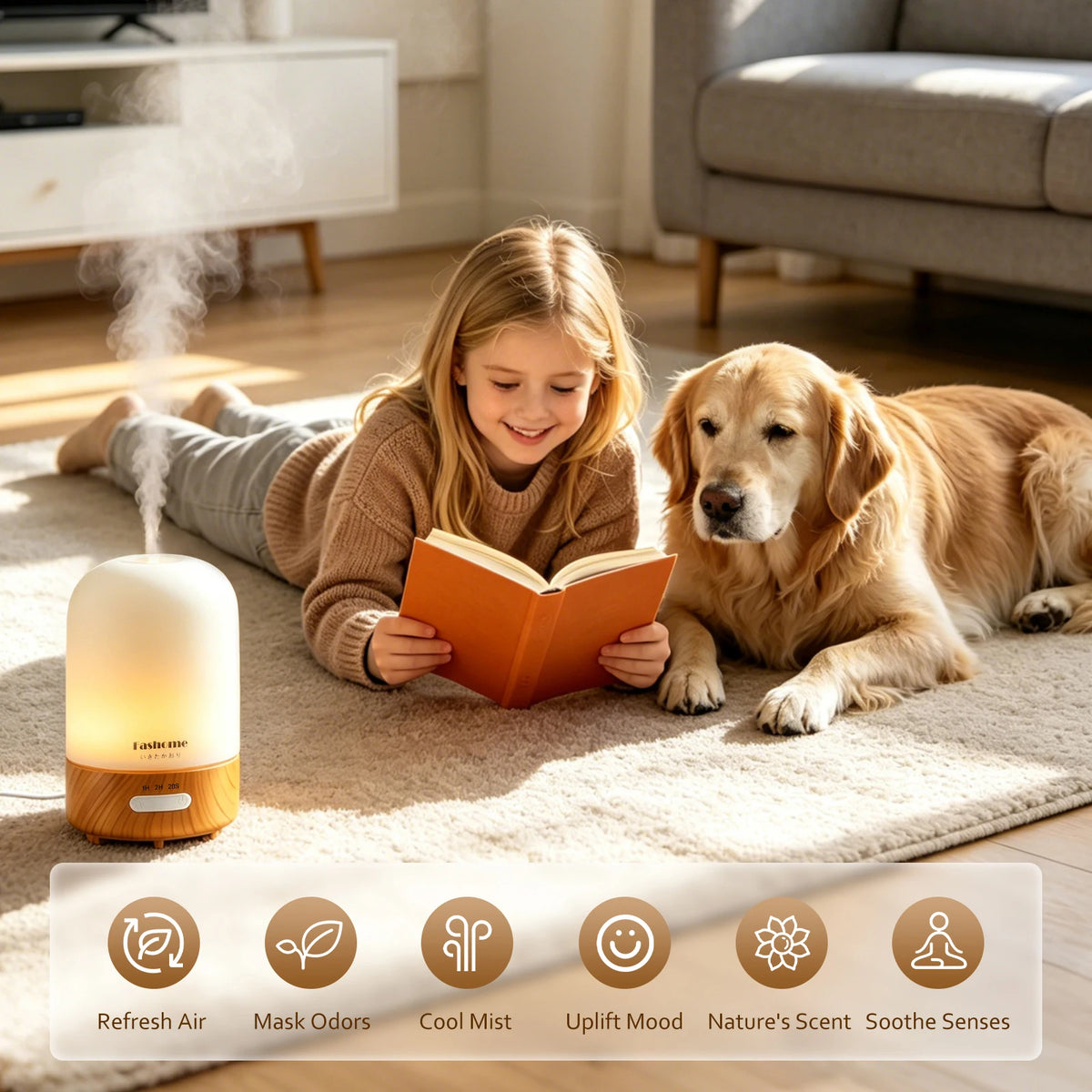 Essential Oil Diffuser, Ultrasonic Humidifier, Hand Blown Glass, Auto Shut-Off, 3 Modes White Lights, 3.3 Oz.3 Color.....
